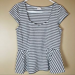 Anthropologie Postmark Peplum Black White Medium